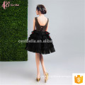 black two-piece floral embroidered mini Alibaba china sexy evening dress peach color